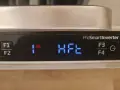 Panel zmywarki Beko: przyciski F1, F2, F3, F4, symbol "1s" i napis "HFE".