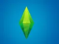 Zielony, geometryczny symbol na niebieskim tle, przypominający klejnot. To logo The Sims 4, gry, w której można używać specjalnych kodów.