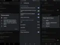 Ustawienia telefonu z włączonym ciemnym motywem Google. Wybór opcji: Zawsze, Automatycznie, Tylko w trybie oszczędzania baterii lub Nigdy.