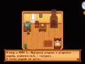 Postać w Stardew Valley słucha prognozy pogody w spolszczeniu.