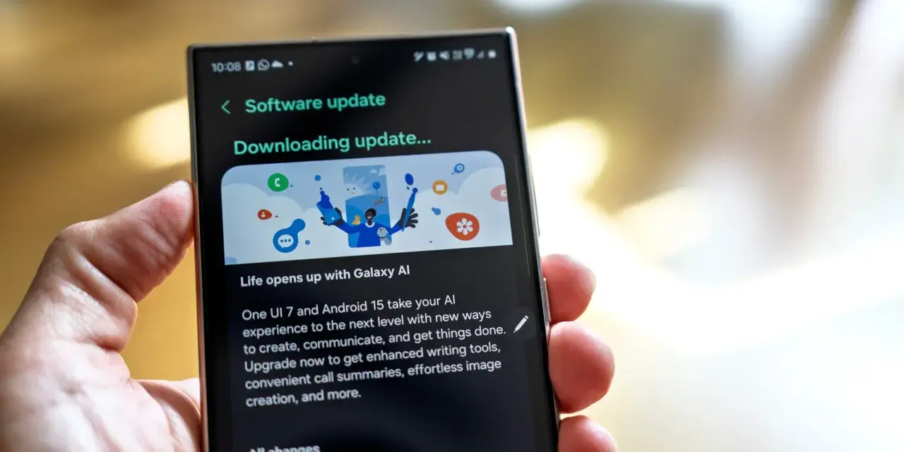 Aktualizacja oprogramowania na telefonie, pobieranie One UI 7 z Androidem 15.