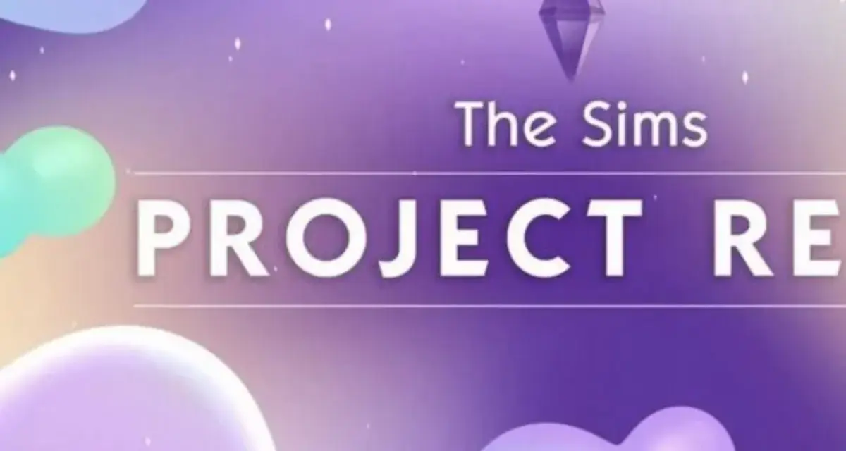 Grafika z napisem "The Sims PROJECT RE". Fani zastanawiają się, the sims 5 kiedy wyjdzie.