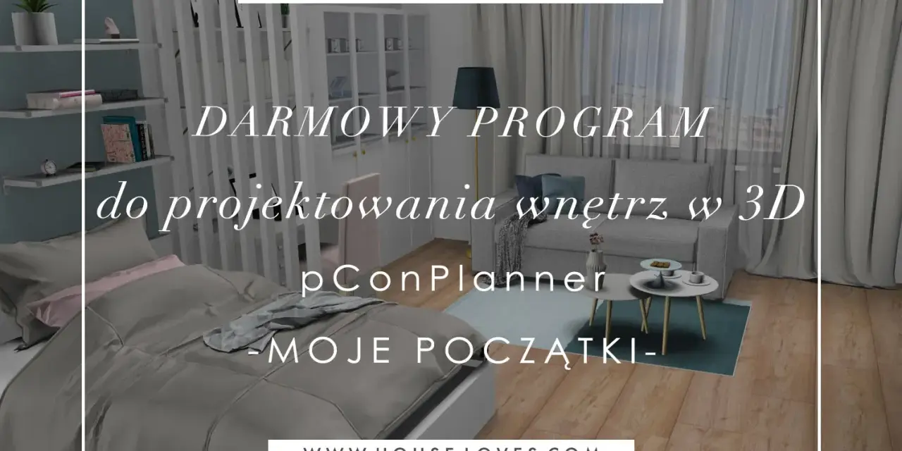 Darmowy program do projektowania wnętrz w 3D pConPlanner. Wizualizacja sypialni i salonu.