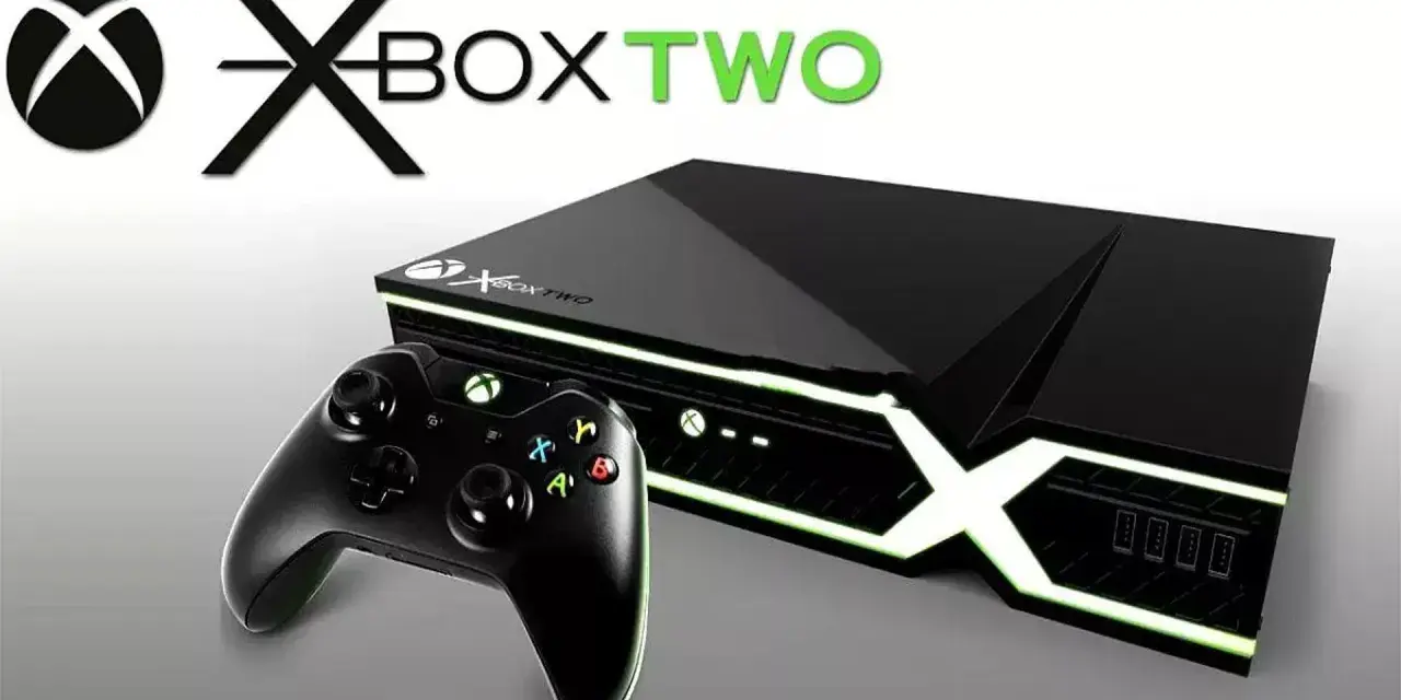 Kiedy nowy Xbox, konsola Xbox Two z kontrolerem, świeci na zielono.