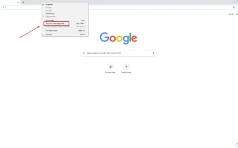 Menu przeglądarki pokazuje, jak przywrócić zamknięte karty. Kliknij "Przywróć zamkniętą kartę" lub użyj skrótu Ctrl+Shift+T.
