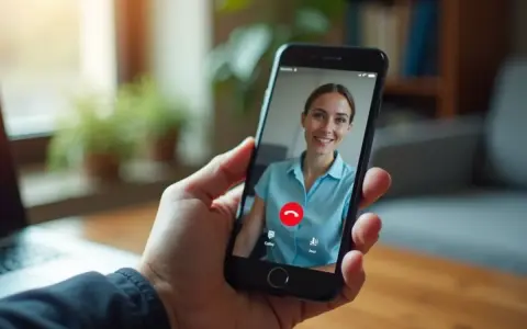 Dłoń trzyma smartfon z rozmową wideo. Na ekranie uśmiechnięta kobieta. Dowiedz się, jak włączyć nagrywanie rozmów w telefonie.
