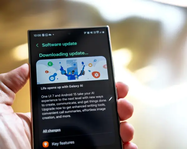 Aktualizacja oprogramowania na telefonie, pobieranie One UI 7 z Androidem 15.