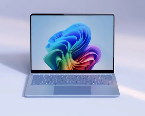 Lekki laptop z kolorową tapetą na ekranie, idealny do optymalizacji systemu za pomocą narzędzi typu windows 11 debloater.