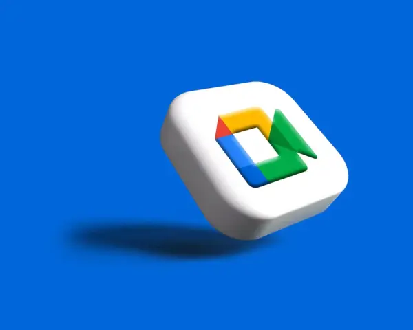 Ikona Google Meet na białym tle, symbolizująca wideokonferencje w telefonie.