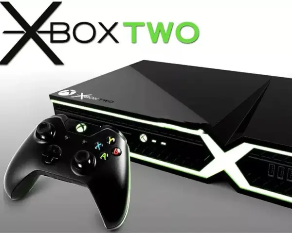 Kiedy nowy Xbox, konsola Xbox Two z kontrolerem, świeci na zielono.