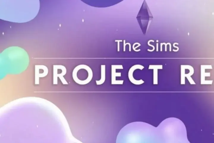 Grafika z napisem "The Sims PROJECT RE". Fani zastanawiają się, the sims 5 kiedy wyjdzie.