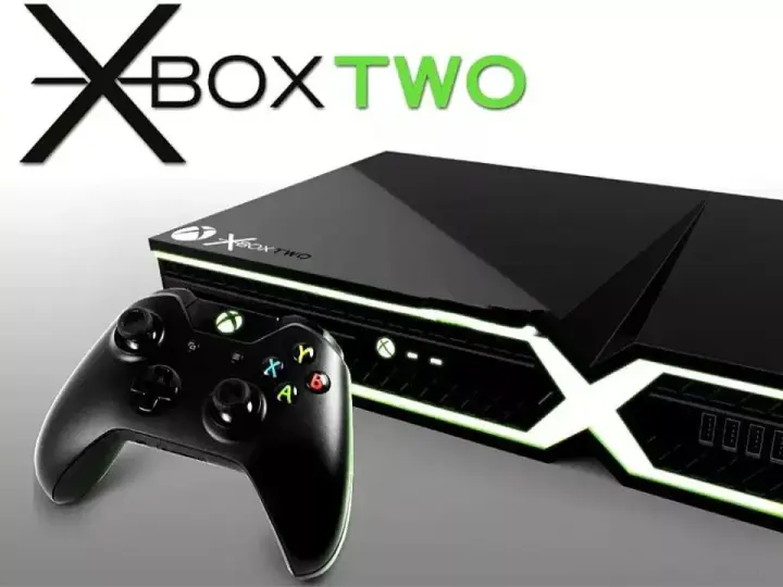 Kiedy nowy Xbox, konsola Xbox Two z kontrolerem, świeci na zielono.