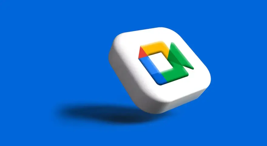Ikona Google Meet na białym tle, symbolizująca wideokonferencje w telefonie.