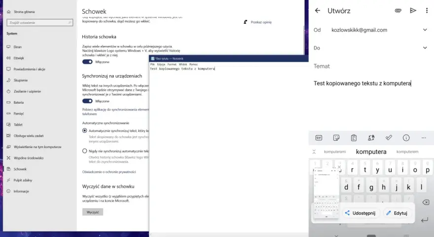 Jak otworzyć schowek Windows? Włącz historię schowka, by zapisywać i synchronizować tekst między urządzeniami. Naciśnij Win+V, by zobaczyć kopiowane elementy.