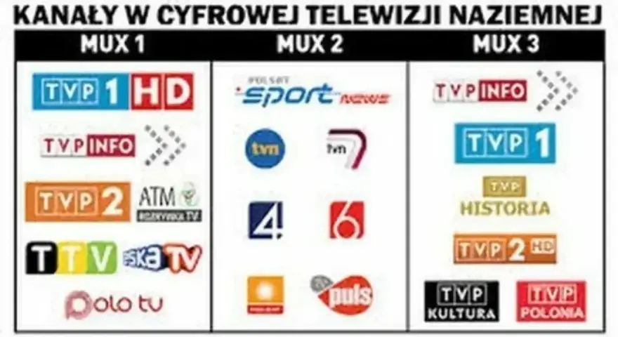 Kanały w cyfrowej telewizji naziemnej: MUX 1, 2, 3. Jak odbierać bez dekodera? Lista kanałów TVP, Polsat, TVN.