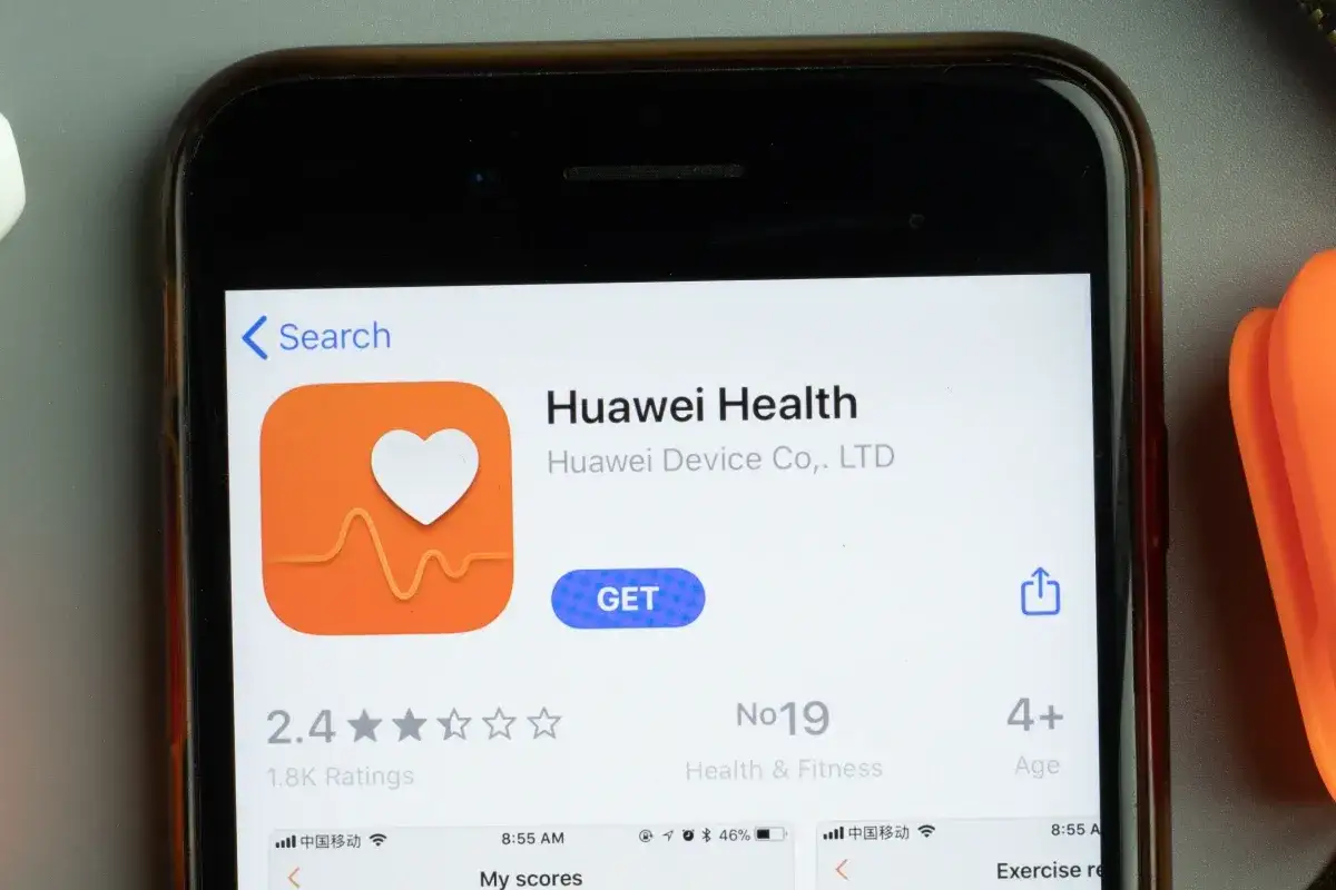 Aplikacja do zegarka Huawei Health na telefonie. Ikona z sercem i pulsem.