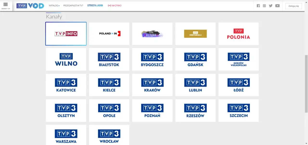Oglądaj kanały TVP, w tym TVP Info, TVP Kultura i TVP Polonia. Tutaj tv za free naprawdę działa, wybierz swój ulubiony kanał regionalny TVP3!