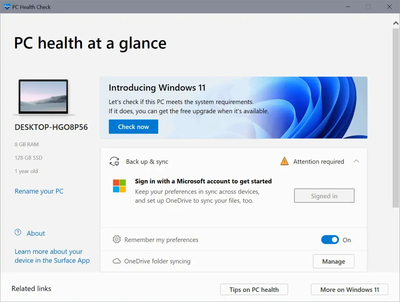 Aplikacja PC Health Check informuje o stanie komputera i sprawdza, czy spełnia on windows 11 wymagania.
